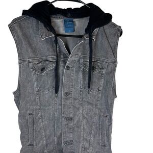 Harry Potter Death Eater Denim Jean Vest Gray Hoodie Men's M